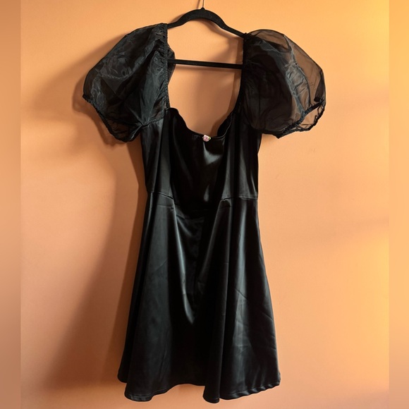 Dolls Kill Sugar Thrillz Black Satin Babydoll Ribbon Dress Size 2X EUC - Picture 1 of 5